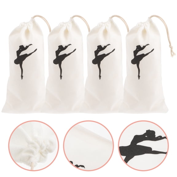 GAXIRE 4Pcs Dance Shoe Storage Bag Canvas Drawstring Closure