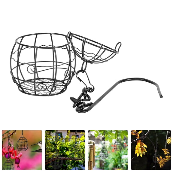 GAXIRE 4Pcs Easy to Clean Black Metal Hanging Bird Feeders Outdoor Garden Patio Decor