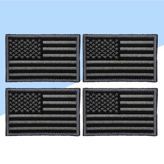 GAXIRE 4PCS USA Flag Patch Self-Adhesive American Flag US United States of America Military Uniform Emblem Patches (Charcoal Grey)