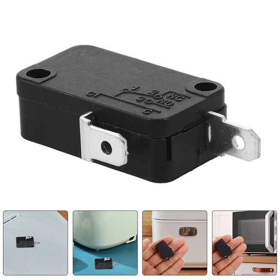 GAXIRE 4Pcs Microwave Oven Switch Replacement Black Normally Open Micro Switch Accessory