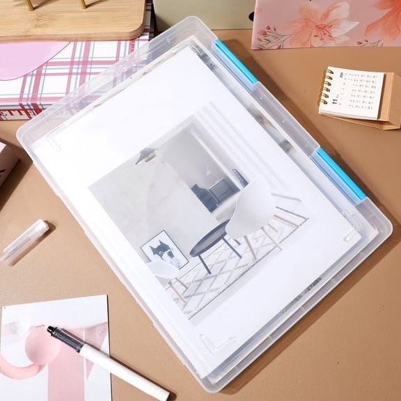 GAXIRE Transparent Plastic Letter Storage Boxes, 4pcs Document Organizers for Office Paper Filing and