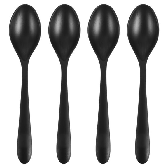 GAXIRE Set of 4 Black Plastic Ramen Spoons with Ergonomic Comfortable Grip for Kitchen Utensils