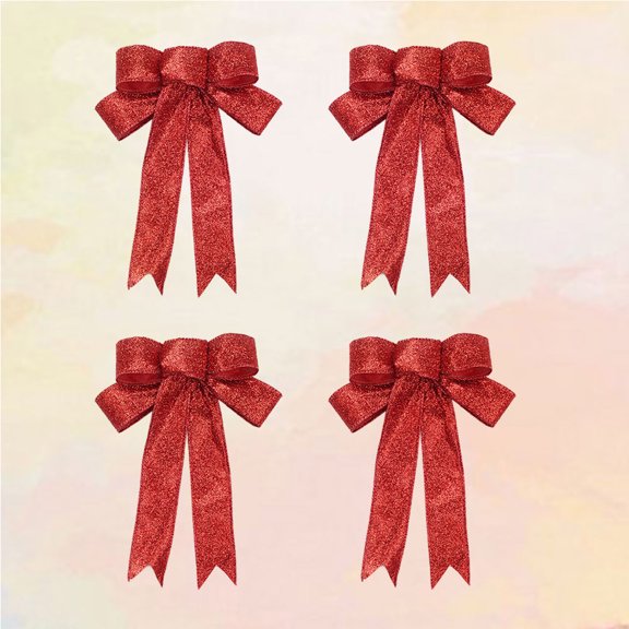 GAXIRE 4-Pack Red Bowknot Ribbon Decorations for Christmas, Holiday Celebrations, Wrapping and Special Occasions