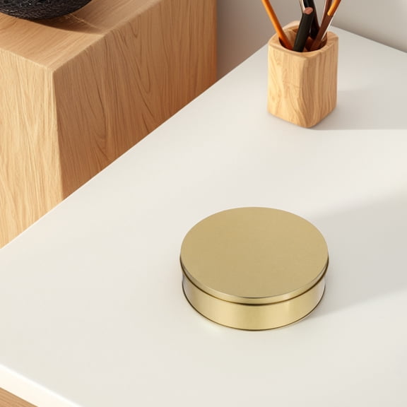 GAXIRE 4Pcs Round Cookie Tins With Lids Christmas Biscuit Tin Holiday Treat Containers For Cookies Candies And Snacksmetal Storage Tin Golden