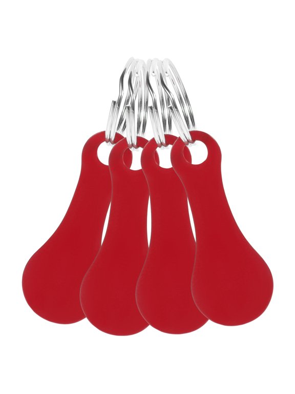Red Metal Shopping Trolley Tokens Key for Home Convenience 4 Pack