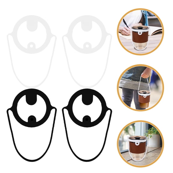 GAXIRE 4Pcs Silicone Coffee Cup Carrying Handles Non Slip Cup Strap for Easy Outdoor Use