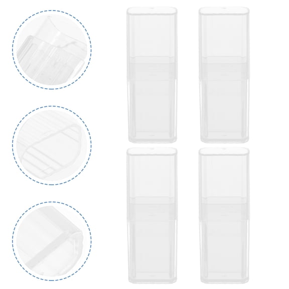 GAXIRE 4Pcs Toothpick Box Transparent Rectangular Plastic for Home Use Small Items Organizer