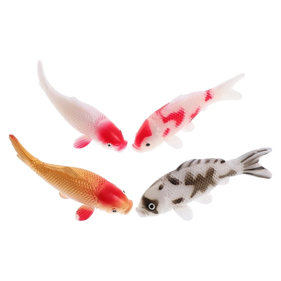 GAXIRE 4pcs Plastic Floating Fish Decorations for Aquarium Setup, White Body, Realistic Fish Tank Ornaments