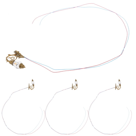 GAXIRE 4pcs Mini LED Wall Lights Golden Metal Indoor Tiny House Lamps Decorative Lighting Set