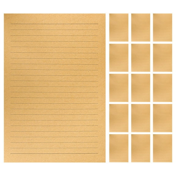 GAXIRE 50Pcs Writing Letter Paper Kraft Lined Retro Vintage Khaki Stationery for Invitations