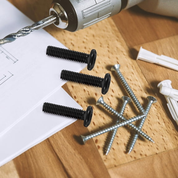 GAXIRE 50pcs Black Carbon Steel Furniture Screws for Connecting and Assembling Furniture Hardware