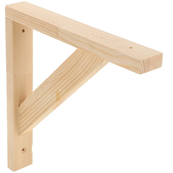 GAXIRE Beige Decorative Wood Shelf Bracket Set, Heavy Duty Load Bearing Support for Wall Mounted Shelving, 1 Pair