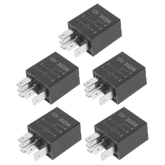 GAXIRE 5Pcs Car Relay 12 Volt 5 Pin 30A Spdt Splashproof Flame Retardant Automotive Part