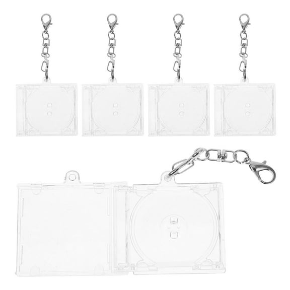 GAXIRE Set of 5 Mini CD Keyrings with Clear DVD Covers for Crafts, Projects, Collecting, and Accessories