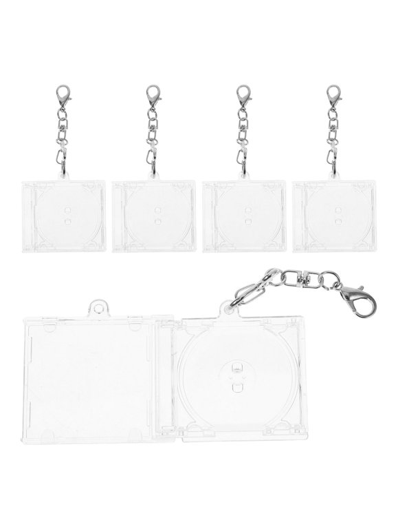 Set of 5 Mini CD Keyrings with Clear DVD Covers for Crafts, Projects, Collecting, and Accessories