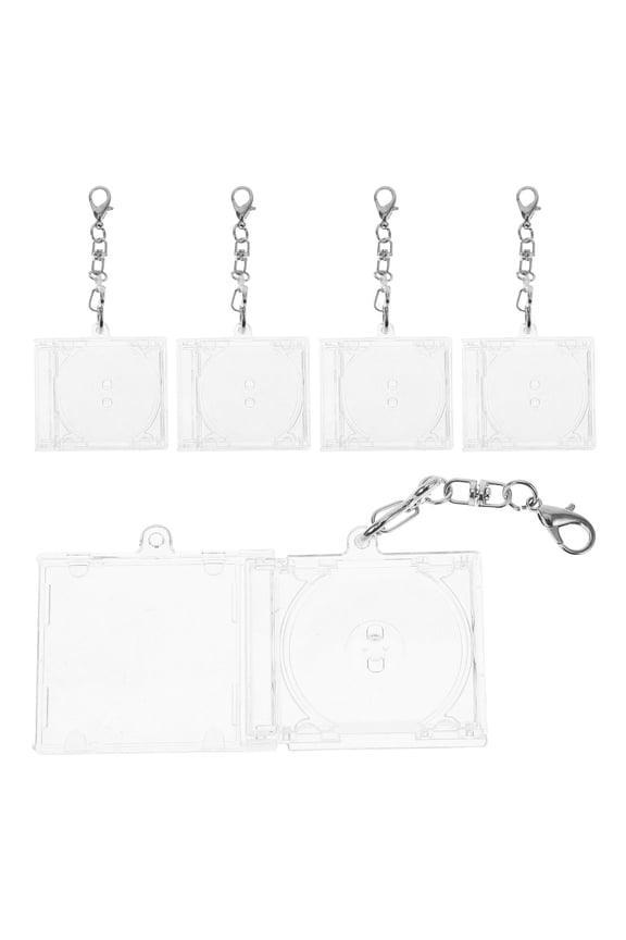 Set of 5 Mini CD Keyrings with Clear DVD Covers for Crafts, Projects, Collecting, and Accessories