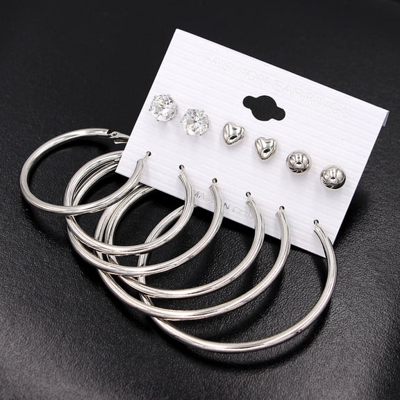 GAXIRE Set of 6 Lightweight Circle Earrings, Stylish Ear Jewelry for Everyday Wear and Daily Use, Comfortable and Trendy