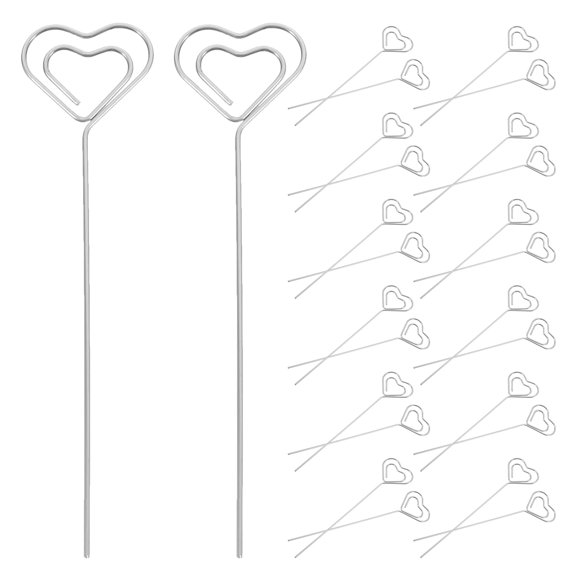 GAXIRE 60Pcs Heart Shape Wire Clip Metal Card Holder Plated Silver for Picture Organization