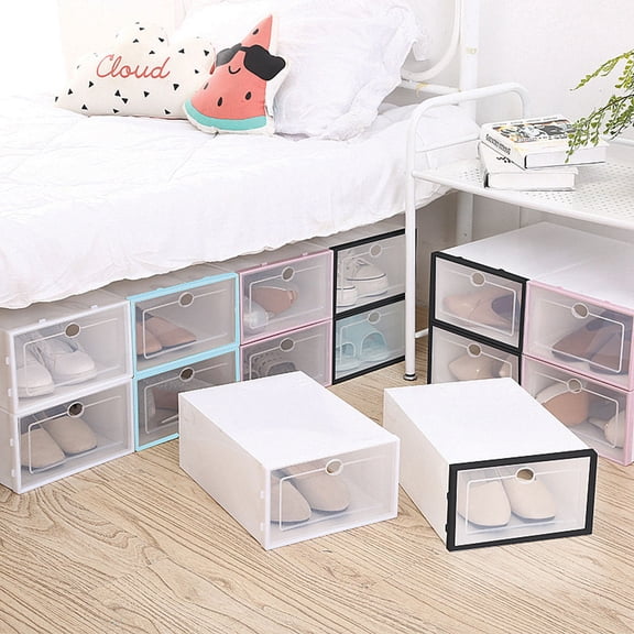 GAXIRE 6PCS Boot Storage Box Black and White PP Storage Women Shoes Organizer Office Organization