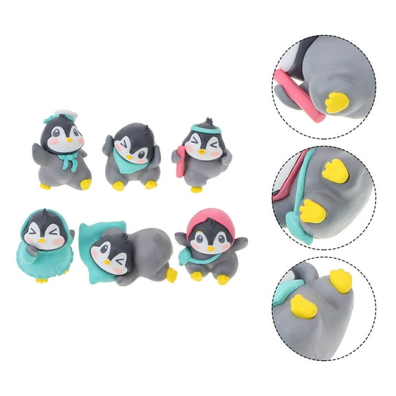 GAXIRE 6Pcs Cute Desk Decorations Small Penguin Figurines for Home Office Decoration
