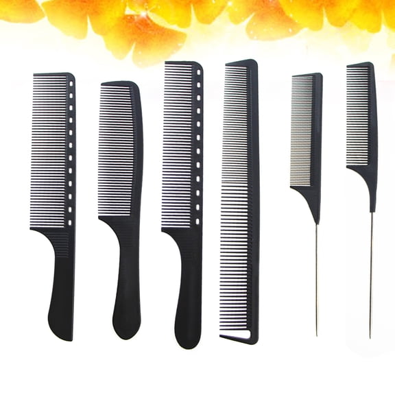 GAXIRE 6-Piece Professional Hair Comb Set Black ABS for Salon Barber Styling and Hairdressing