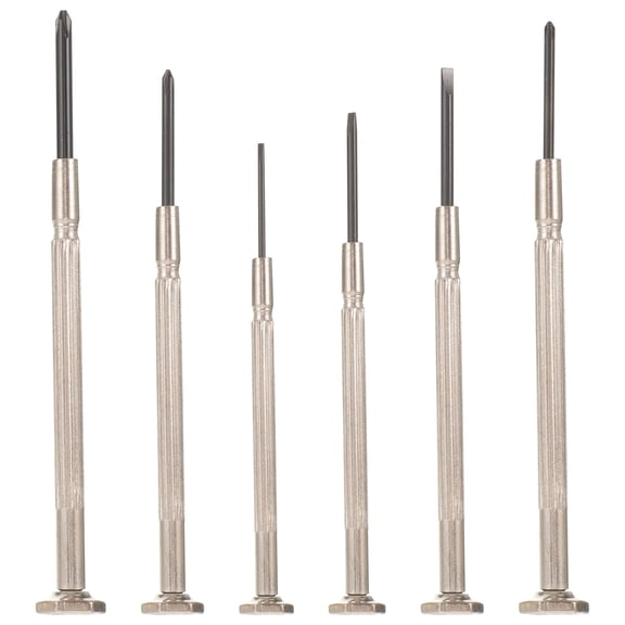 GAXIRE 6Pcs Small Screwdriver Set Silver for Watch Sunglasses Repair Tools
