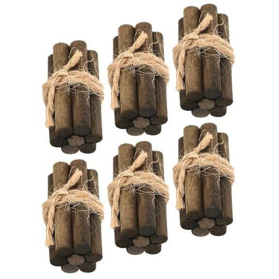 GAXIRE 6Pcs Miniature Firewood Pile Props for Dollhouse Decor Wooden Logs 3x1.5in for Collectors and Children