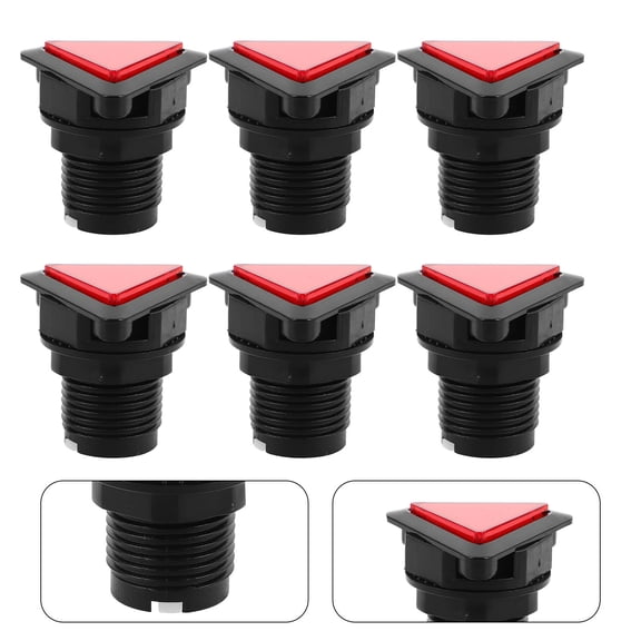 GAXIRE 6Pcs Red Triangle LED Arcade Button with Self Resetting Micro Switch for Gaming
