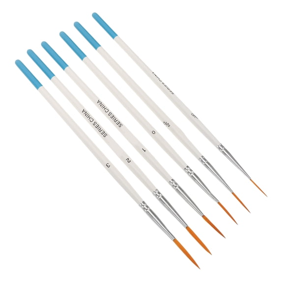 GAXIRE 6Pcs Sky Blue Pointed Tip Nylon Paint Brushes for Small Detail and Craft Painting