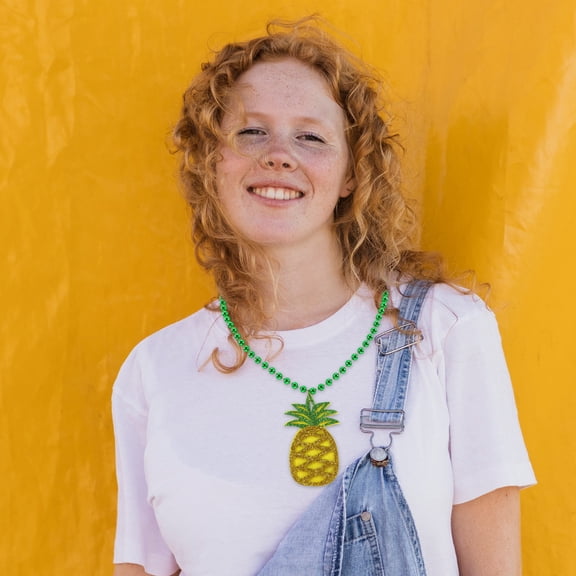 GAXIRE 6Pcs Pineapple Necklaces Tropical Hawaiian Party Decorations Celebration Accessories