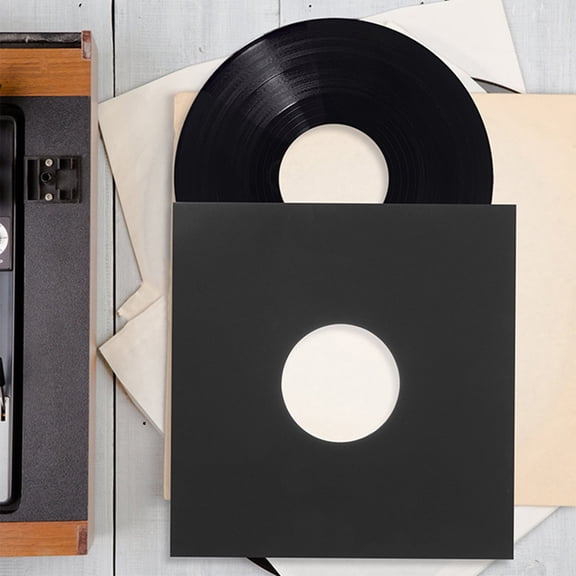 GAXIRE 6Pcs Vinyl Record Sleeves Black Polypropylene Album Covers to Prevent Dust Fingerprints