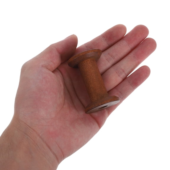 GAXIRE Set of 6 Light Brown Wooden Bobbins Spools for Sewing, Quilting, Tailoring, Craft Projects and Versatile Use