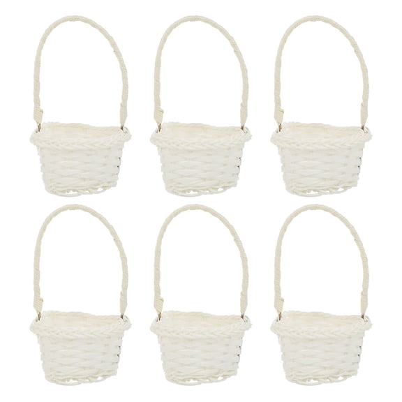 GAXIRE Small Rattan Basket Woven Wood Color Bamboo 6Pcs 3.54X3.34X5.89In