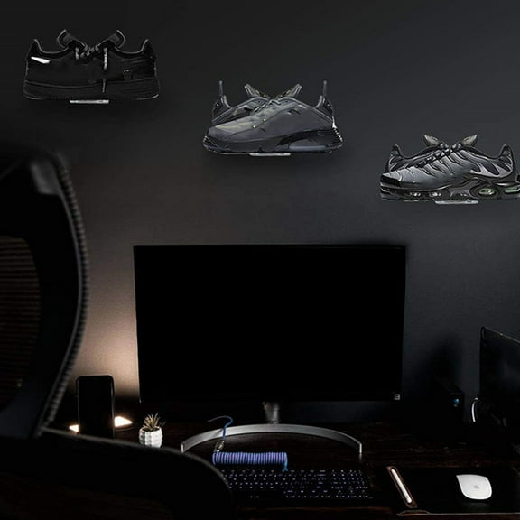 GAXIRE Transparent Floating Shoe Display Rack Organizer for Collectors, Store, Home - Holds 6 Pairs, Clear Shoe Storage