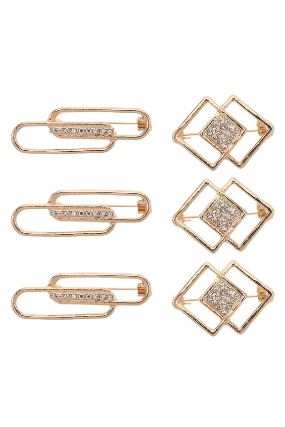 Set of 6 Alloy Dress Brooch Pins for Women with Waist Tightener, Elegant Accessories for Formal Events and Parties