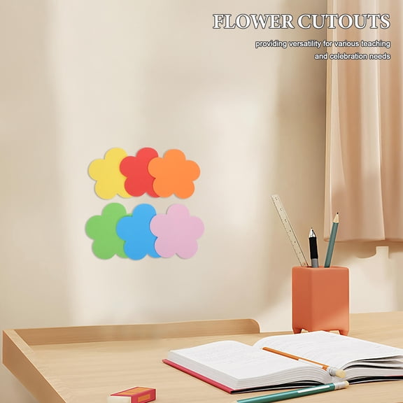 GAXIRE 72Pcs Assorted Color Foam Flower Cutouts for Spring and Bulletin Board Crafts