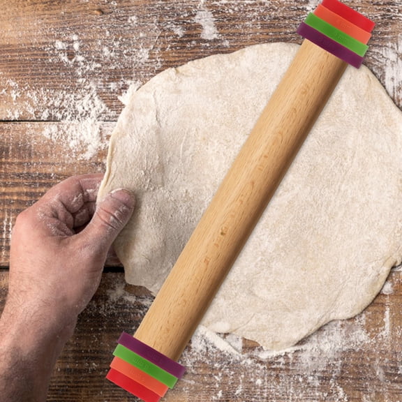 GAXIRE 8-Piece Silicone Rolling Pin Spacers Set for Precise Dough Thickness Control, Assorted Colors, Ideal for Home Baking