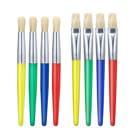 GAXIRE 8Pcs Assorted Color Paint Brushes with Plastic Handle and Metal Tube for Painting Control