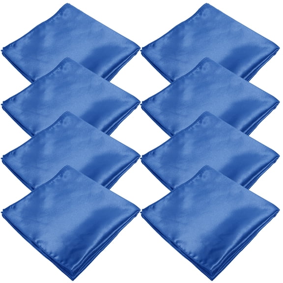 GAXIRE 8Pcs Soft Blue Satin Dinner Napkins Cloth Reusable Washable Fabric for Table Settings