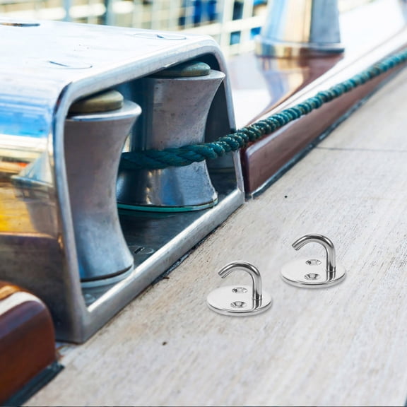 GAXIRE 8Pcs Stainless Steel Marine Hardware Open Hook Pad Eye Plates for Yacht and Sailboat Rigging