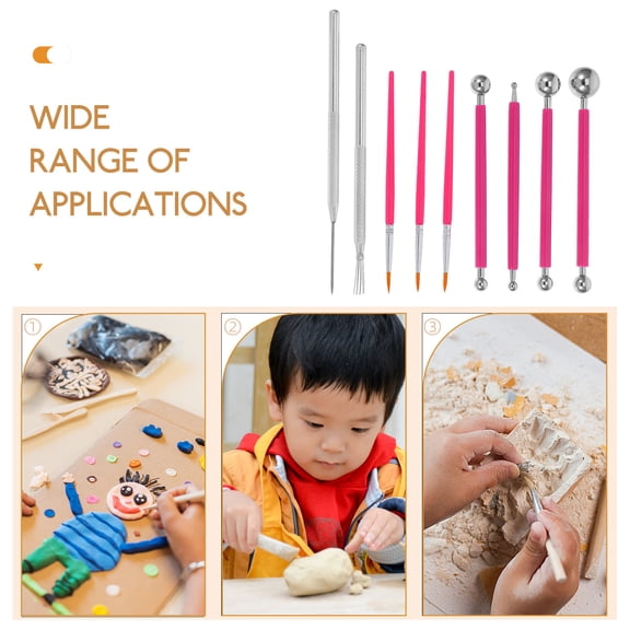 GAXIRE 9Pcs Double-Ended Clay Tools Set Stainless Steel Sculpting Tools Embossing Stylus for DIY Pottery Clay Modeling Ceramic Dotting Tracing