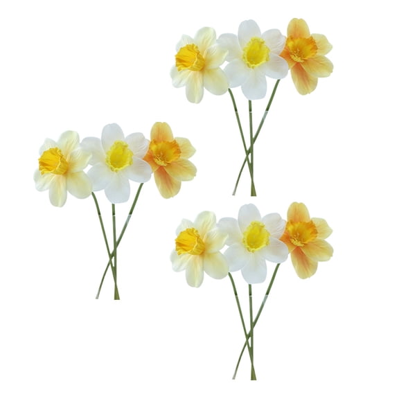 GAXIRE 9Pcs Simulated Daffodil Flowers Assorted Color Plastic Flower Shape Realistic Home Decor Indoor Decoration