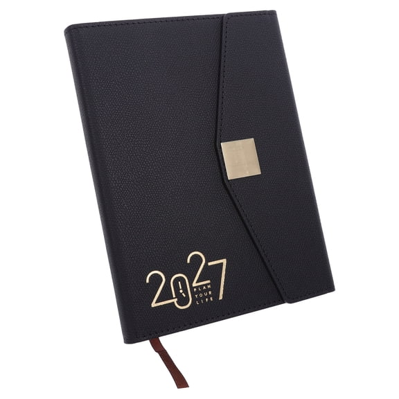 GAXIRE A5 2027 Daily Planner Black Tri Fold Appointment Book with Goal Tracking for Professionals