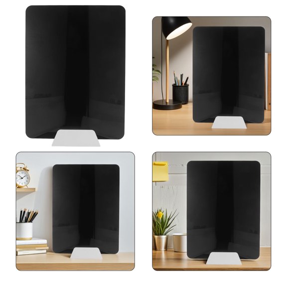 GAXIRE Acrylic Office Desk Partition Panel Black Desktop Divider Screen with Easy Installation Support Feet