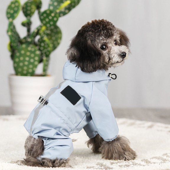 GAXIRE Alasum 1Pc Practical Blue Waterproof Pet Raincoat with Reflective Strips for Small Dogs and Cats