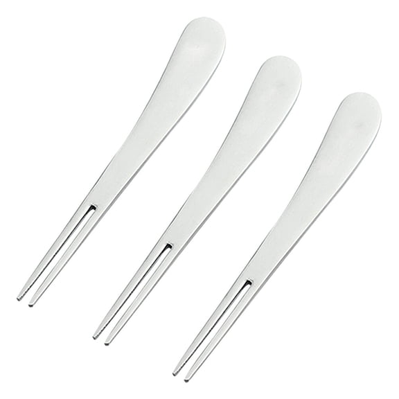 GAXIRE 3PCS Stainless Steel Fruit Fork Simple Mini 2 Pong Fruit Salad Picks for Hotel KTV Bar Party