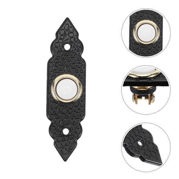 GAXIRE Black Vintage Metal Doorbell Push Button Wired Wall Mount for Traditional Home Entry