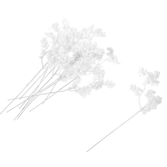 GAXIRE Simulation Berry Stems Flower Arrangement White Plastic 12Pcs