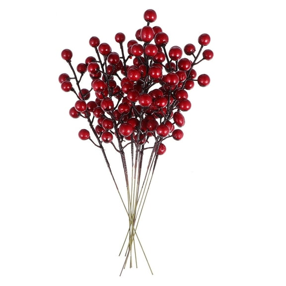 GAXIRE 10Pcs Red Artificial Christmas Berry Picks Branches for Holiday Decorations and Crafting