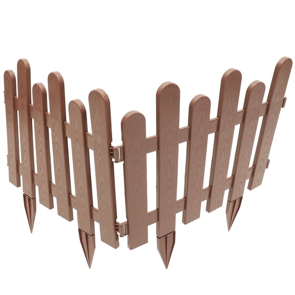 GAXIRE Brown Plastic Garden Fence Lawn Edging 2pcs Pastoral Style Outdoor Yard Border